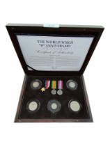 THE WORLD WAR II 70TH ANNIVERSARY COIN AND MEDAL SET IN BOX WITH CERTIFICATES