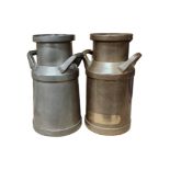 2 UNUSUAL MINIATURE CREAMERY CANS, PEWTER & BRASS