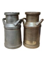 2 UNUSUAL MINIATURE CREAMERY CANS, PEWTER & BRASS