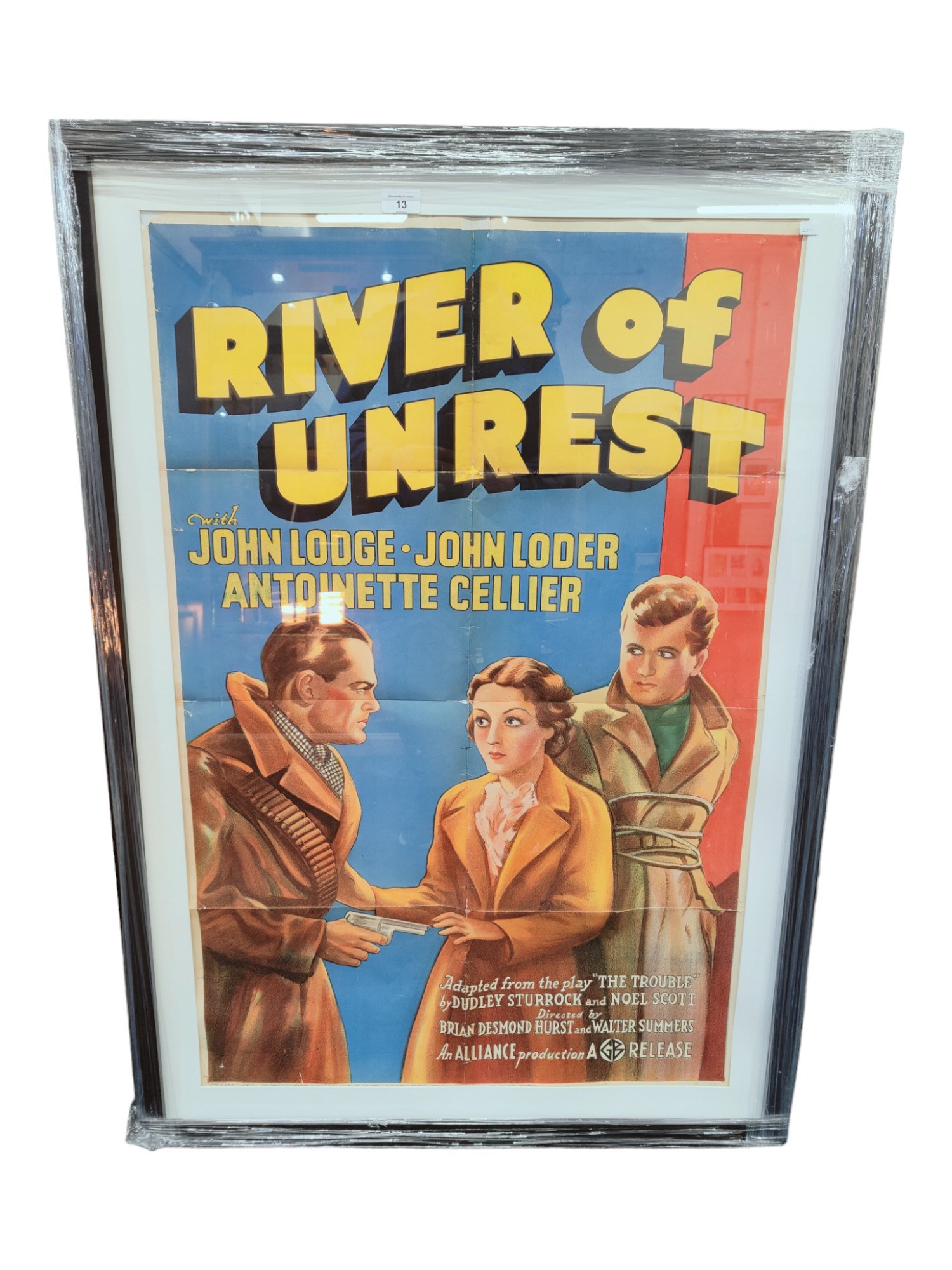 BRIAN DESMOND HURST COLLECTION - 'RIVER OF UNREST' MOVIE POSTER. THIS FILM WAS KNOWN IN THE UK