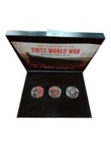 THE CENTENARY OF THE FIRST WORLD WAR BRITISH ISLES THREE COIN SET IN BOX WITH CERTIFICATE