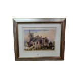 SIGNED VICTORIAN WATERCOLOUR CHURCHYARD DATED 1874