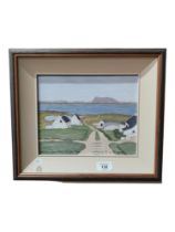 R.L.ROGERS - OIL ON BOARD - MUCKISH FROM EAST VILLLAGE TORY 26CM X 21CM