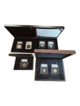 4 X CASED COIN SETS - THE FIRST DECIMALISED COINS ANNIVERSARY DATESTAMP SET, 1953 UK CORONATION