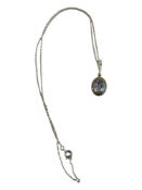 SILVER MARCASITE AND BLUE TOPAZ PENDANT ON SILVER CHAIN