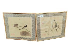 PAIR OF CHINESE SILK BIRD PAINTINGS