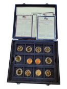 CASED SET OF THE OFFICIAL UNITED STATES MINT GOLD PLATED PRESIDENTIAL DOLLARS COLLECTION COMPLETE