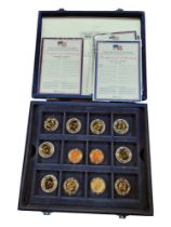 CASED SET OF THE OFFICIAL UNITED STATES MINT GOLD PLATED PRESIDENTIAL DOLLARS COLLECTION COMPLETE