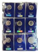 FOLDER OF COLLECTABLE COINS 50p/£1/£2/£5