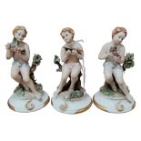 3 CAPODIMONTE CHERUB PORCELAIN FIGURES