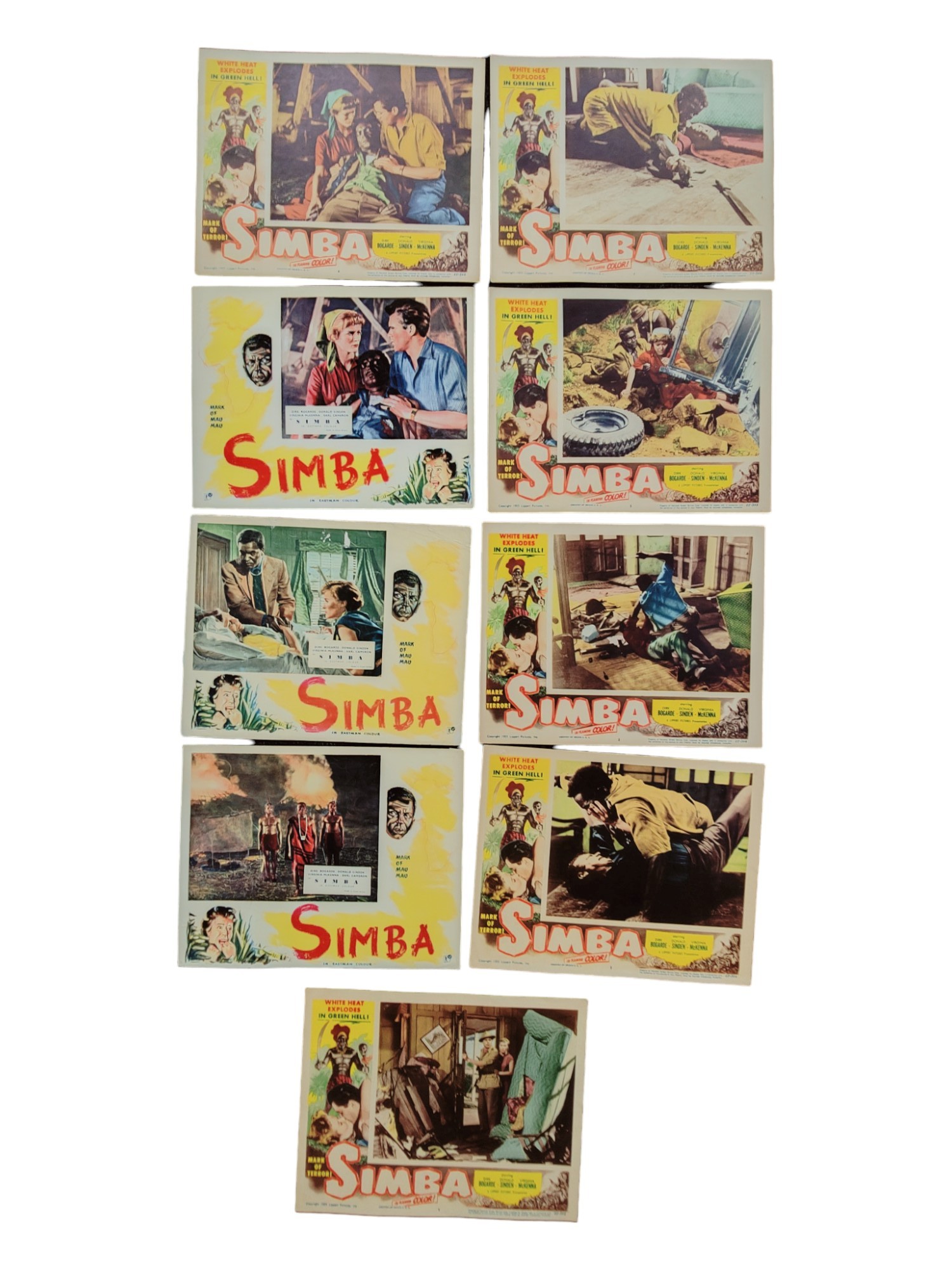 BRIAN DESMOND HURST COLLECTION - 9 X MOVIE LOBBY CARDS - 'SIMBA'
