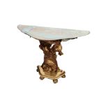 MARBLE STYLE AND GILT HALL TABLE