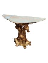 MARBLE STYLE AND GILT HALL TABLE