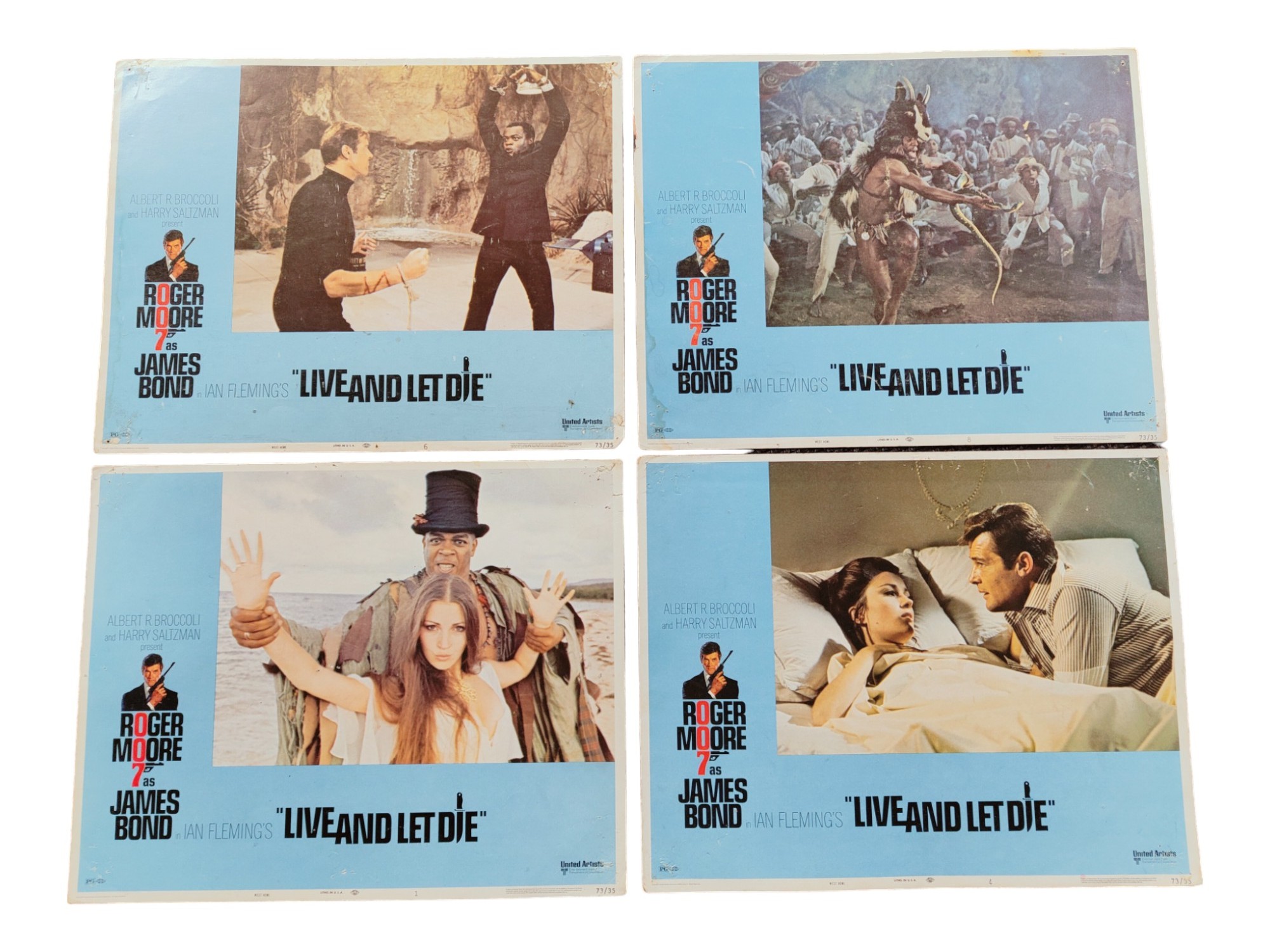 BRIAN DESMOND HURST COLLECTION - 4 X MOVIE LOBBY CARDS - JAMES BOND 'LIVE AND LET DIE'