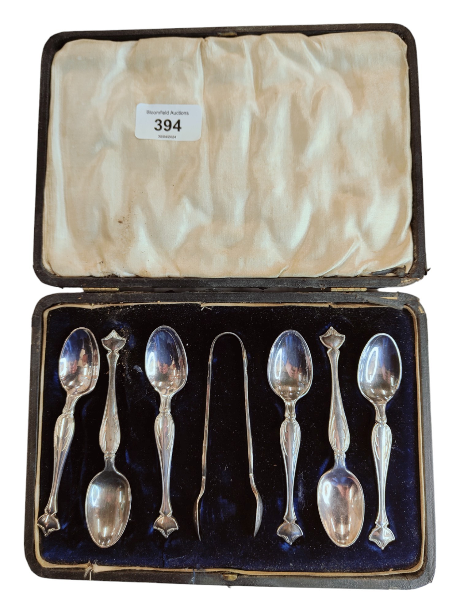 SET OF CASED ART NOUVEAU PLATED SPOONS