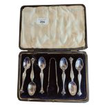 SET OF CASED ART NOUVEAU PLATED SPOONS