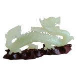 CARVED CHINESE JADE DRAGON WITH STAND