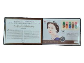 HER MAJESTY IN SERVICE SILVER COMMEMORATIVE COIN COVER