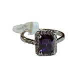 WHITE GOLD PLATED AMETHYST DRESS RING