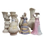 SHELF LOT OF FIGURES TO INCLUDE COALPORT FIGURES AND BELLEEK