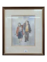 JAMES MCCONNELL WATERCOLOUR -TAKING WILLIE HOME 36CM X 27CM