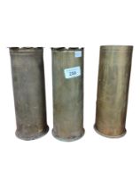PAIR OF TRENCH ART VASES & 1 OTHER