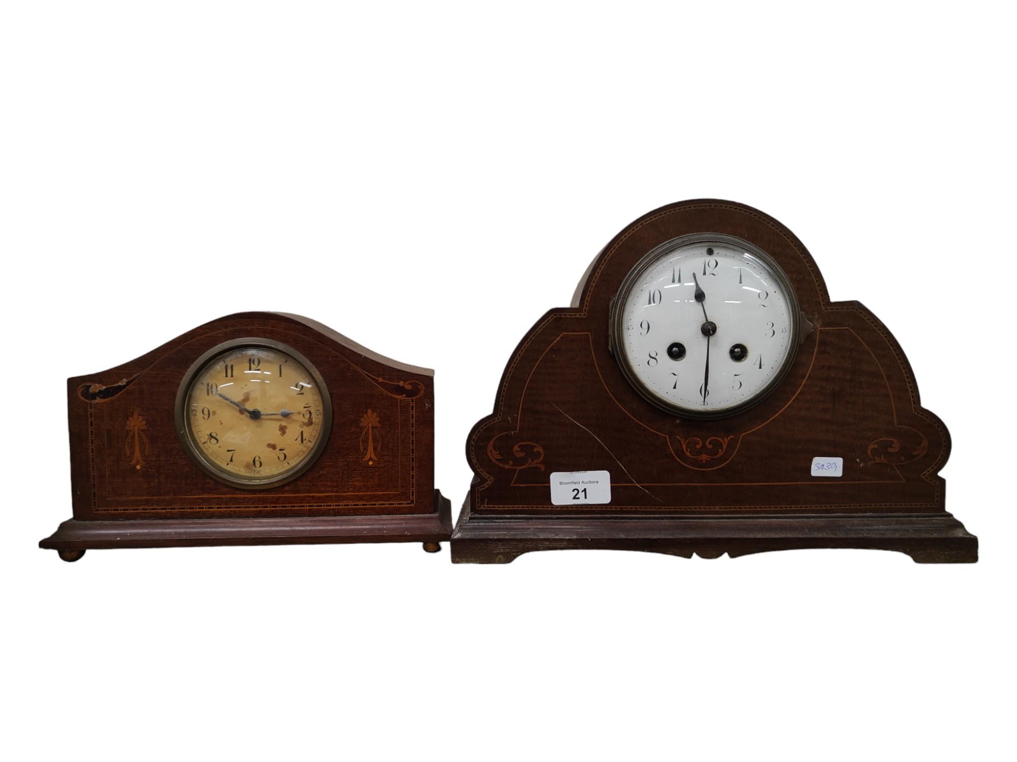 2 EDWARDIAN INLAID CLOCKS