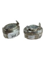 2 SILVER TOPPED CAMPAIGN INKWELLS - BOTH HALLMARKED LONDON & EARLY VICTORIAN