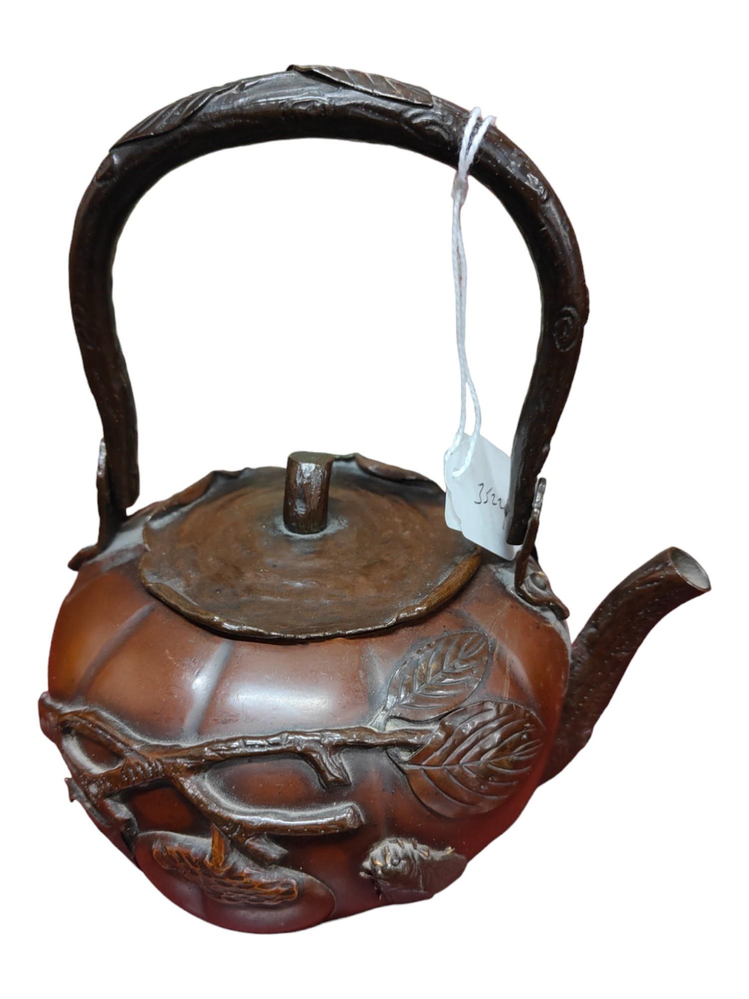 ANTIQUE BRONZE ORIENTAL TEAPOT