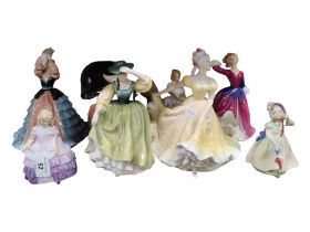 SHELF LOT OF ROYAL DOULTON & OTHER FIGURES