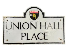 METAL PLACE SIGN - 'UNION HALL PLACE' LONDONDERRY 68CM X 42CM AT TALLEST