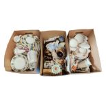 3 BOX LOTS OF CHINA TEA SETS AND ORNAMENTS