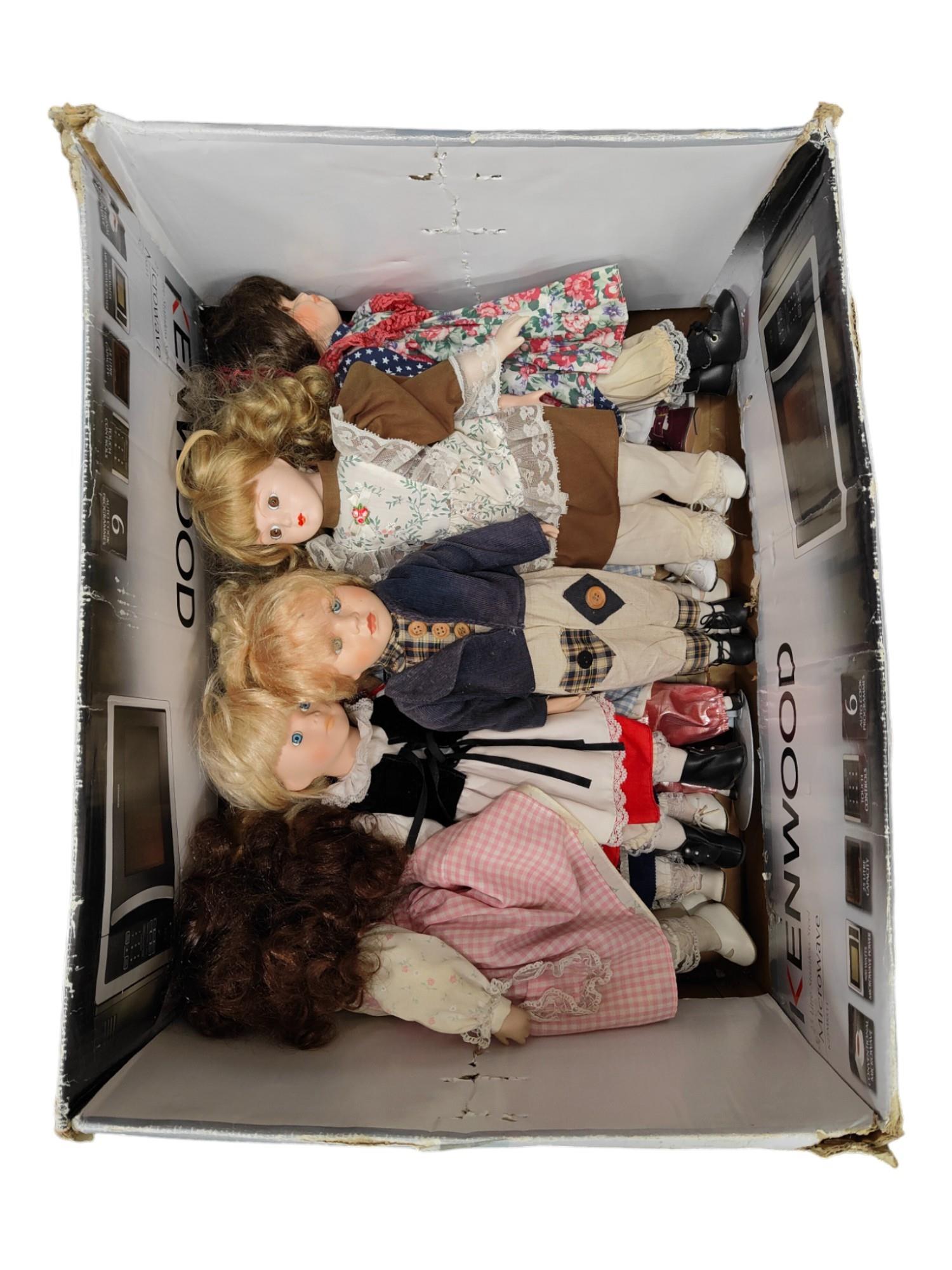 LARGE BOX OF PORCELAIN DOLLS