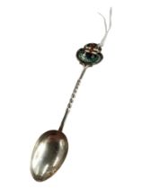 SILVER SPOON ENAMELLED WITH 'LONDONDERRY' CREST - HALLMARKED FOR BIRMINGHAM 1932-33