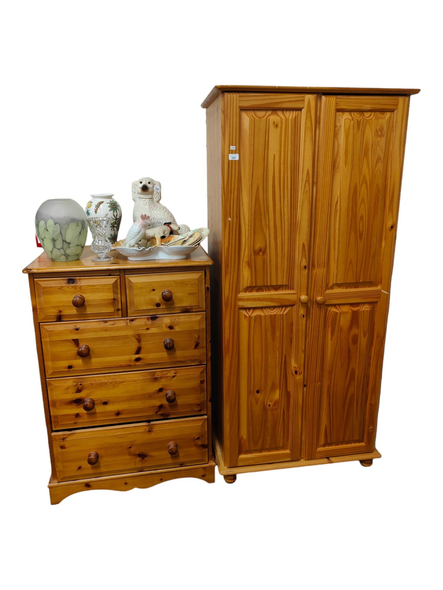 PINE WARDROBE & CHEST OF DRAWERS