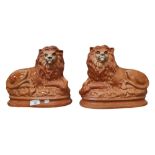 PAIR OF STAFFORDSHIRE LIONS