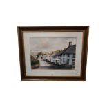 J.MORTON - WATERCOLOUR - GLENOE VILLAGE 33CM X 24CM