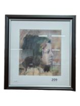 BASIL BLACKSHAW - HEAD OF GIRL - MIXED MEDIA - ORIGINAL RECEIPT TO BACK - 17CM X 19CM