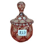 BOHEMIAN RED GLASS CANDY JAR AND LID