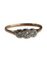 9 CARAT GOLD DIAMOND 3 STONE RING