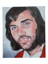 SIGNED OIL ON CANVAS - GEORGE BEST - 60CM X 50CM