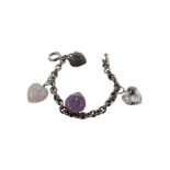 SILVER AMETHYST PINK QUARTZ & CRYSTAL ALBERT BRACELET