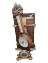 OLD BAROMETER, CLOCK AND TROUSER PRESS