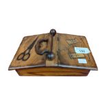 VICTORIAN WALNUT SEWING BOX & CONTENTS