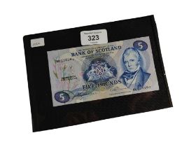 ROYAL BANK OF SCOTLAND £5 BANK NOTE UNC - 1ST DECEMBER 1975