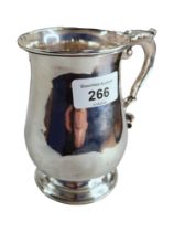 SILVER TANKARD - 13.5CMS TALL- HALLMARKED LONDON 1865-66 BY AGP CIRCA 297 GRAMS