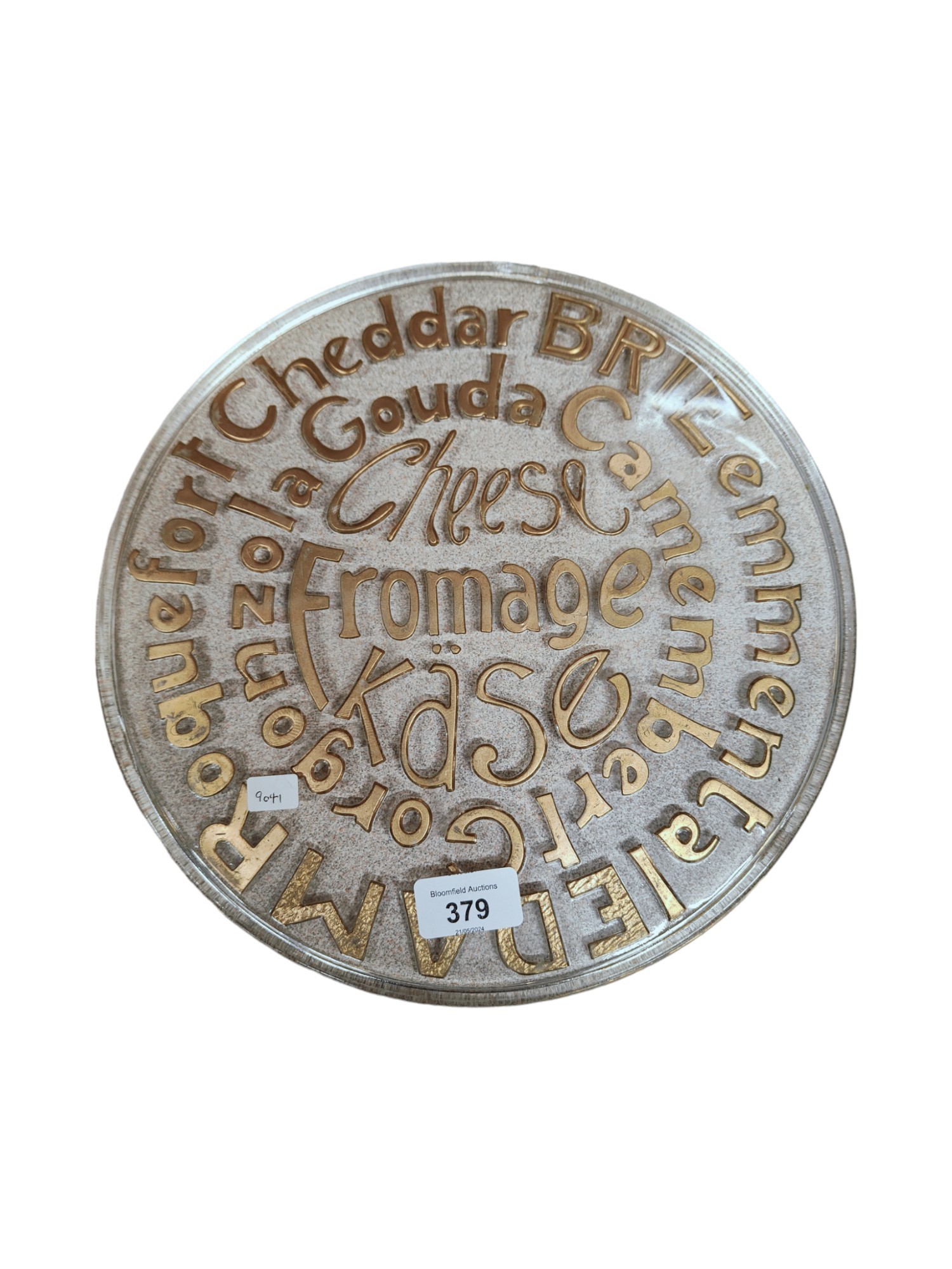 OLD GLASS ADVERTISING CHEESE BOARD