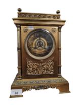 LARGE CAHOON BROS. BELFAST BRASS MANTLE CLOCK AND PENDULUM