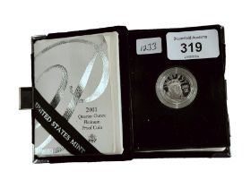2001 QUARTER OUNCE PLATINUM PROOF-COIN IN BOX WITH CERTIFICATE
