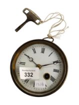 EDWARDIAN BRASS STATION MASTERS CLOCK - WORKING WITH KEY